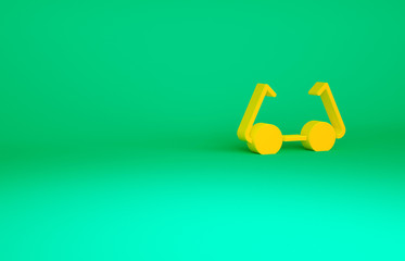 Orange Glasses icon isolated on green background. Eyeglass frame symbol. Minimalism concept. 3d illustration 3D render.