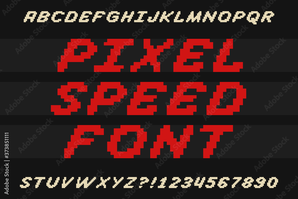 Poster speed pixel font video computer game design