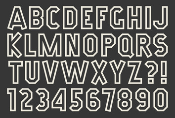 Angular alphabet and number Outline isolated font