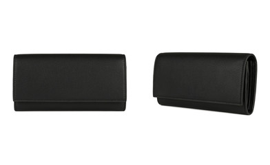 Black bag or wallet, front and side views