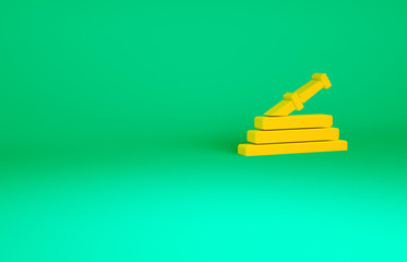 Orange Garden hose or fire hose icon isolated on green background. Spray gun icon. Watering equipment. Minimalism concept. 3d illustration 3D render.