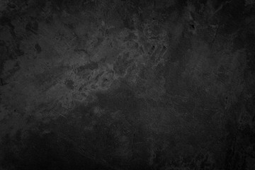 Close up retro plain dark black cement & concrete wall background texture for show or advertise or...