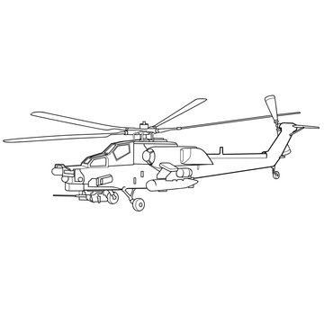 recommend clip art: helicopter sketch, coloring, isolated object on white background, vector illustration,