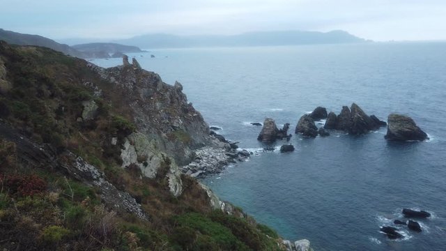 Galicia. Landscape of cliffs in  the Coast of Xuncos. Loiba, A Coruna,Spain.