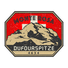 Post stamp with the Dufourspitze, second-highest mountain of the Alps and Europe
