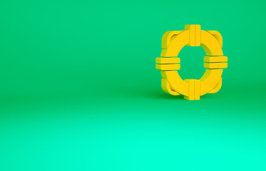 Orange Lifebuoy icon isolated on green background. Lifebelt symbol. Minimalism concept. 3d illustration 3D render.