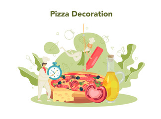 Pizzeria concept. Chef cooking tasty delicious pizza. Italian food