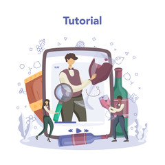 Sommelier online service or platform. Man with a bottle of grape