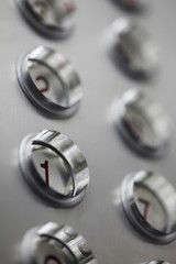 Close-up of elevator's push buttons