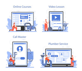 Plumber online service or platform set. Plumbing service