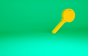 Orange Push pin icon isolated on green background. Thumbtacks sign. Minimalism concept. 3d illustration 3D render.