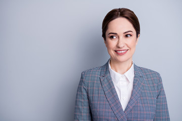 Closeup photo of attractive business lady beaming smile good mood skilled teacher profession...