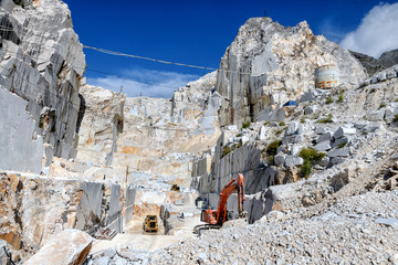 Open cast mining in a Carrara marble quarry