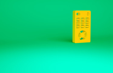 Orange Remote control icon isolated on green background. Minimalism concept. 3d illustration 3D render.