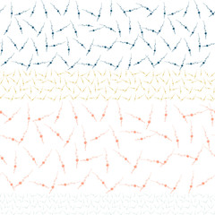 Flowers vector seamless pattern. Simple geometric repeat in pastel colors. Rows of elements on white background.