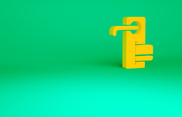 Orange Digital door lock with wireless technology for unlock icon isolated on green background. Door handle sign. Security smart home. Minimalism concept. 3d illustration 3D render.