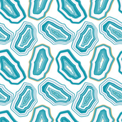 Gem stones abstract geometric vector seamless pattern. Decorative background with concentric shapes in pastel colors. Agate stones slices colorful mosaic.