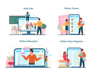 Teacher online service or platform set. Profesor planning
