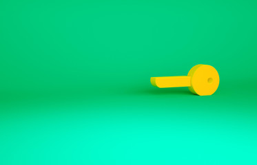 Orange Key icon isolated on green background. Minimalism concept. 3d illustration 3D render.