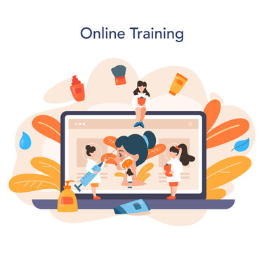 Cosmetologist online service or platform, skin care and treatment.