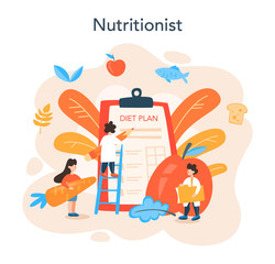 Nutritionist concept. Diet plan with healthy food and physical