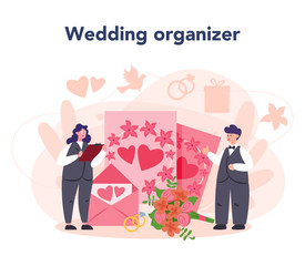 Wedding planner concept. Professional organizer planning wedding