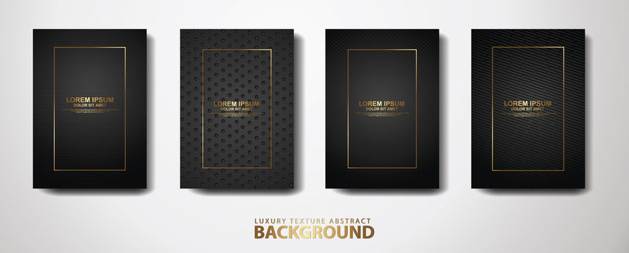 Vector set of cover design template with futuristic and dynamic overlap layers background with glitters effect. Realistic dots on textured dark background