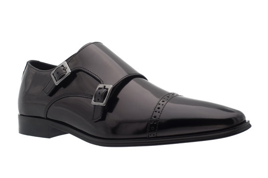 Black patent leather shoe, pair - male shoes in fashion concept.
