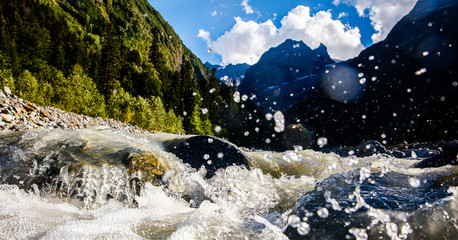 Splashing mountain river