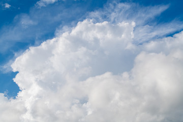 white cumulus clouds in the blue sky