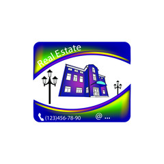 Fototapeta premium Baner. Real estate agency business card. Advertising of the sale of rental housing. House icon. Blank design.