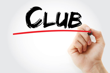 Club text with marker, concept background