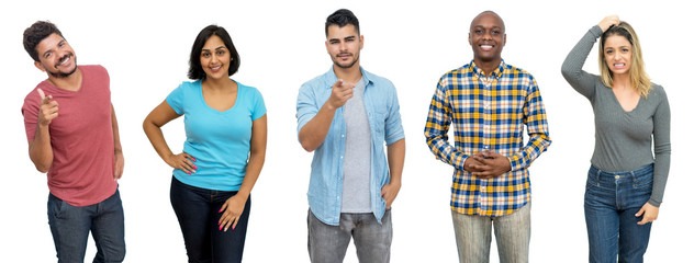 Group of smiling and laughing african and latin american adult people