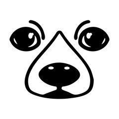Funny Animal Face icon isolated on white background. Can use for Face Masks or T-shirt. Cute Dog face. Cut Files design. Design concept for children. Vector illustration .