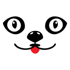 Funny Animal Face icon isolated on white background. Can use for Face Masks or T-shirt. Cute Cat face. Cut File design. Design concept for children. Vector illustration .