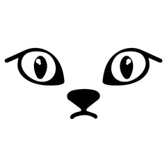 Funny Animal Face icon isolated on white background. Can use for Face Masks or T-shirt. Cute Cat face. Cut File design. Design concept for children. Vector illustration .