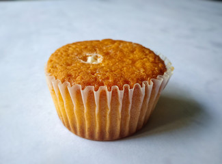 Close-up fruit cupcake in white background 