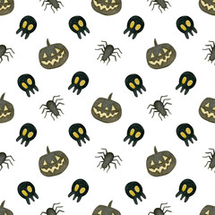 Happy halloween watercolor seamless pattern. Background.
