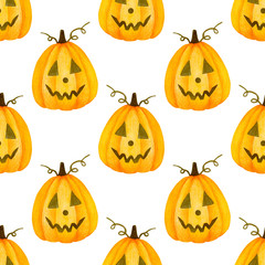 Happy halloween watercolor seamless pattern. Background.