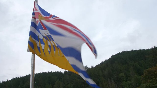 slow motion of the british columbia flag blowing