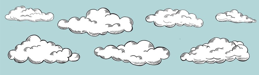 Set of clouds in hand drawn style.