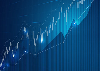 Financial stock market graph on stock market investment trading.