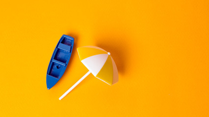 beach umbrella on the background of boats