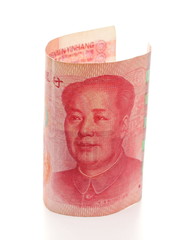 Hundred yuan bill, Chinese money isolated on white background