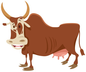 funny cartoon zebu farm animal character