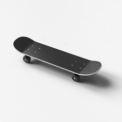 Black skateboard isolated on white