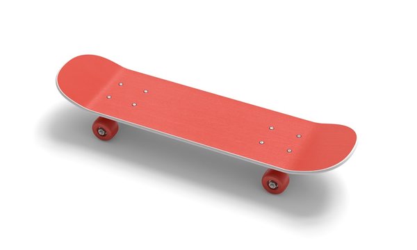 Red skateboard isolated on white