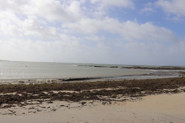 Vue de l'océan atlantique, ville de Larmor-Plage, département du Morbihan, région Bretagne, France
