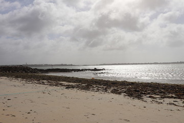 Vue de l'océan atlantique, ville de Larmor-Plage, département du Morbihan, région Bretagne, France