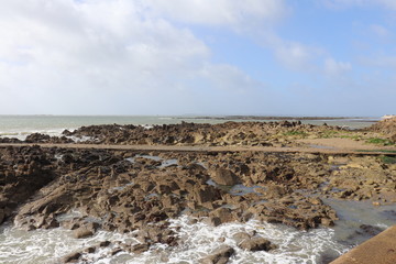 Vue de l'océan atlantique, ville de Larmor-Plage, département du Morbihan, région Bretagne, France